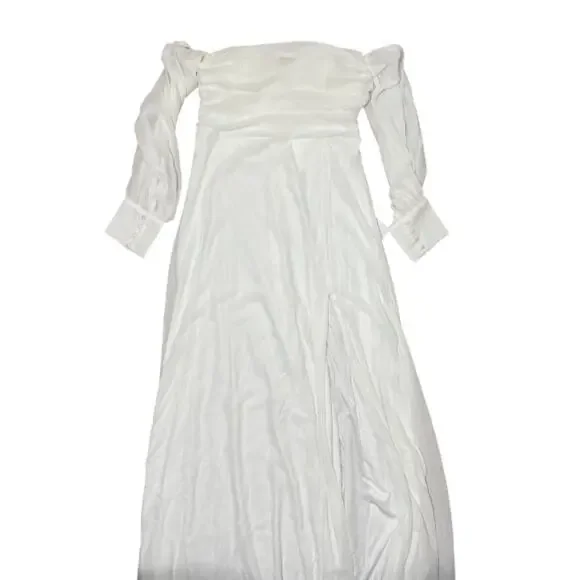 NWT Lulus Adorna White Off-the-Shoulder Maxi Dress Size M - Picture 5 of 11